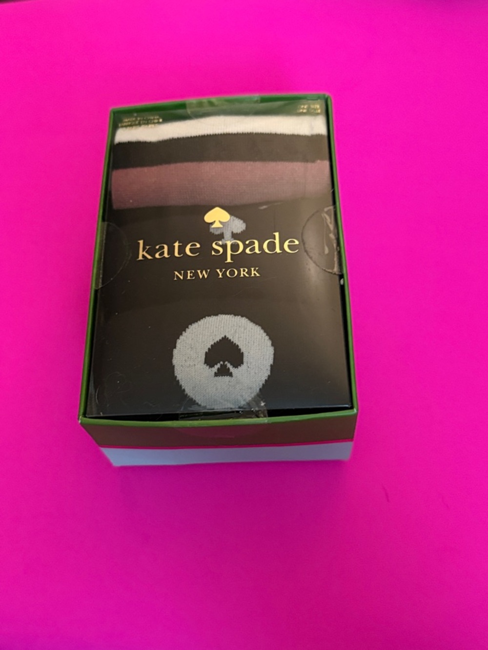 kate spade Striped Crew Socks in Black, White, Dusty Pink